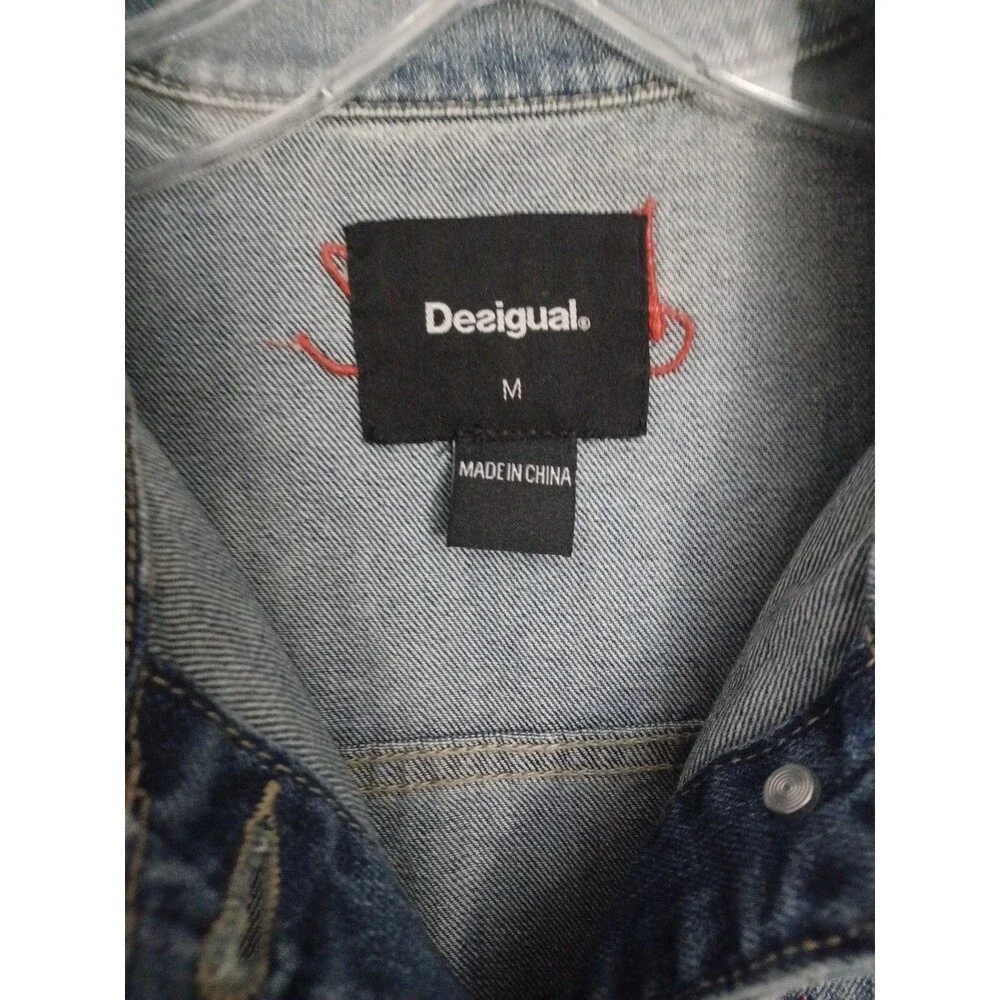 Desigual Women's Chaq Yes Embroidered Jean Jacket Blue Size M 100% cotton - Picture 9 of 16